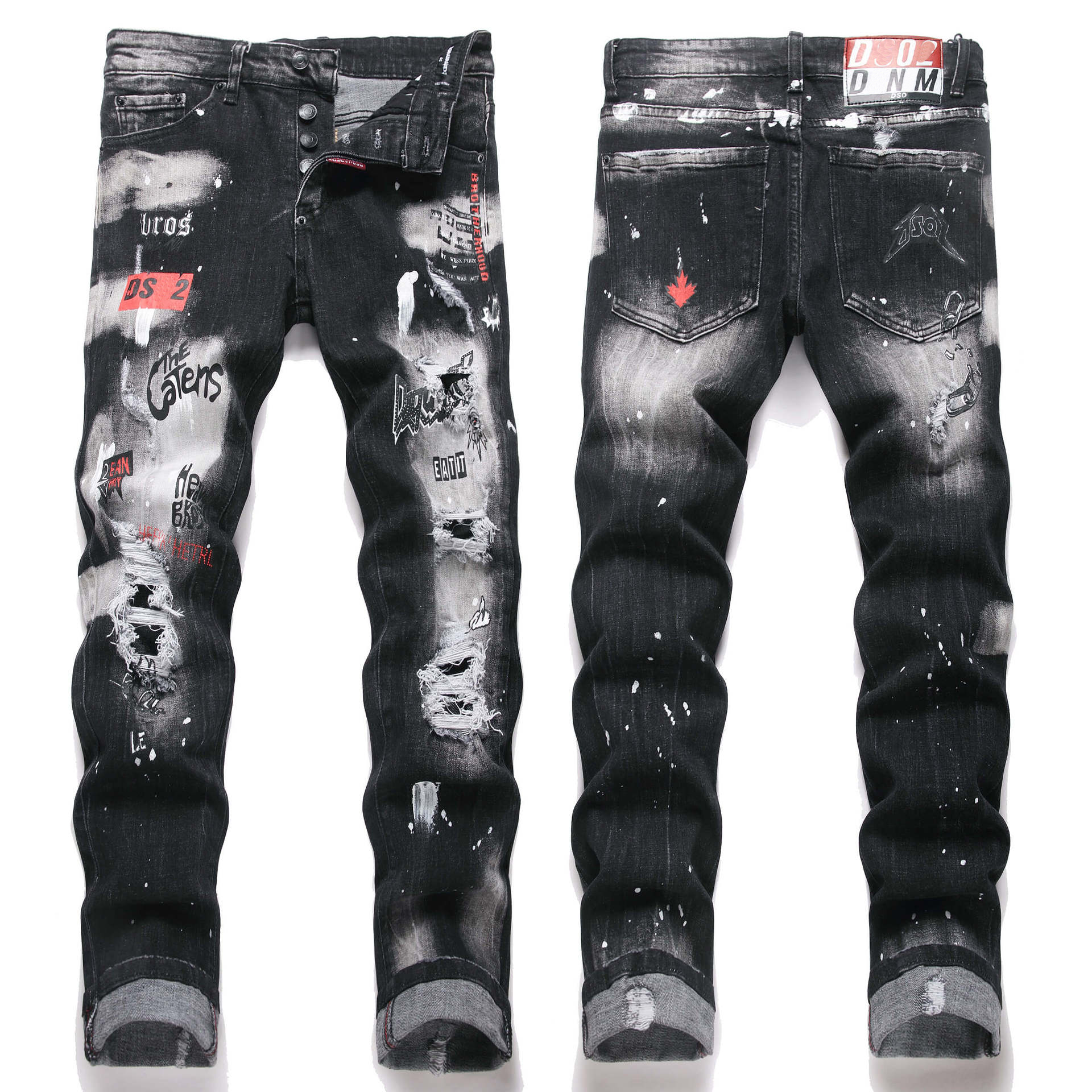 mens jeans designer jeans New designer fashion Cross Sanskrit Embroidery Pants Denim jeans Distressed Rippedbiker Slim Fit Motorcycle Men Women Hip