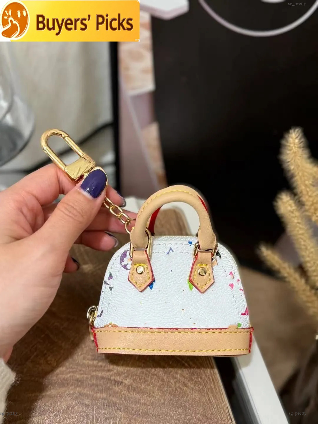 Porte-clés de créateur pour femmes Charm Alm a Shell sac Murakami Monogramme Porte-clés Mode Hommes Porte-clés En Cuir Porte-clés Mini Sac Penden