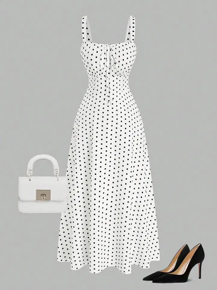 Plus Size Polka Dot Print Dress Casual Sleeveless for Summer Womens Clothing Daily Wear 260713BANJIA