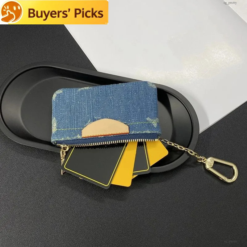 Luxury Designer keychain Monogram Fashion Womens Mini Wallet denim Leather High Quality bag charm Weaving Texture Zero Coin Purse Color Wallets H