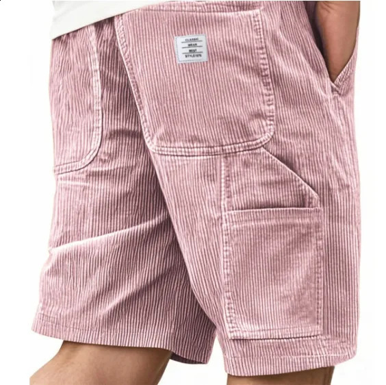 2025 Summer solidcolor laceup sport pants corduroy fashion shorts mens casual with label letters for men 260713BANJIA