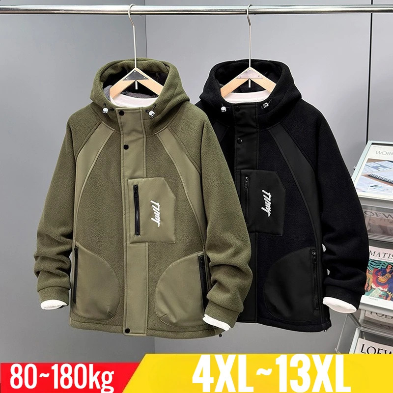 Big Size 13XL Men Hoodie Hooded Zip Up Polar Fleece Jacket Male Winter Autumn Plus Large Clothes Warm 4xl 5xl 6xl 7xl 8xl 260721