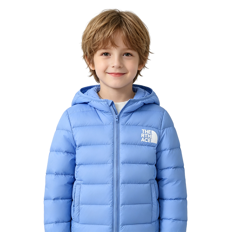 Lightweight Hooded Puffer Jacket for Kids Horizontal Quilted Stitching Zip Up Outerwear Available in Multiple Solid Colors Casual Coat With Side Poc