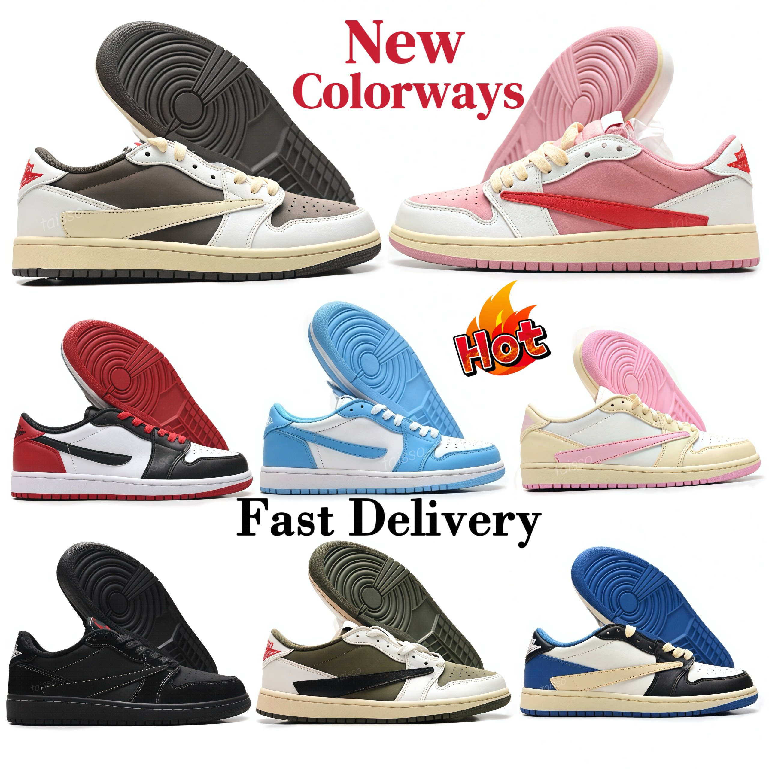 Travis shoe Designer 1 Low Basketball Trainers High Quality Travis Sail Tropical Pink Shy Pink Mocha Reverse Black Phantom lows outdoor men Woman Sp