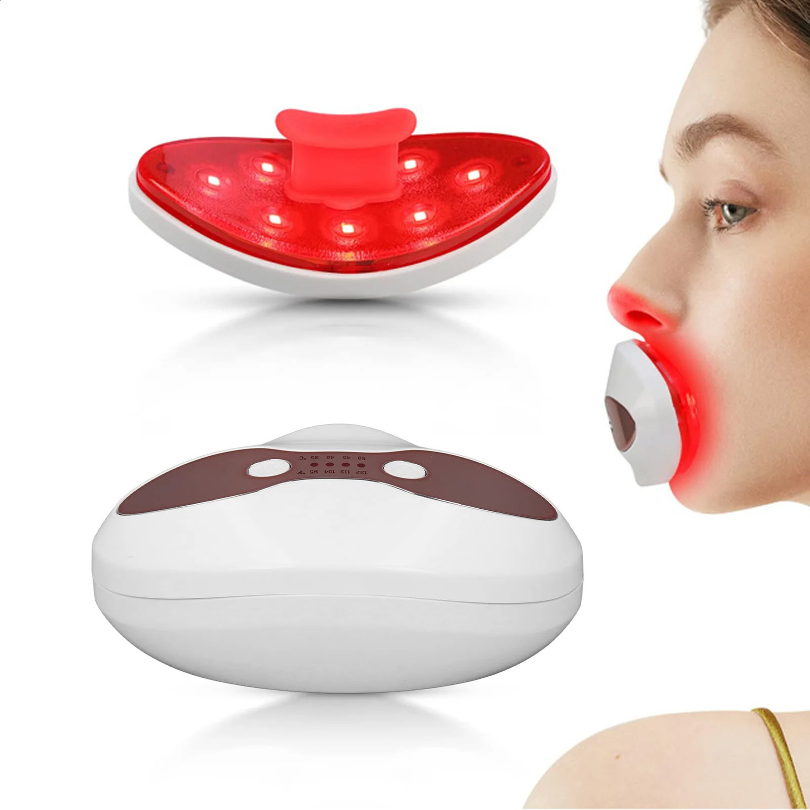 2 in 1 Red LED Light Lip Eye Care Tool Device 4 Heating Modes Removal Aging Lip Plumping Device with Heating 260722