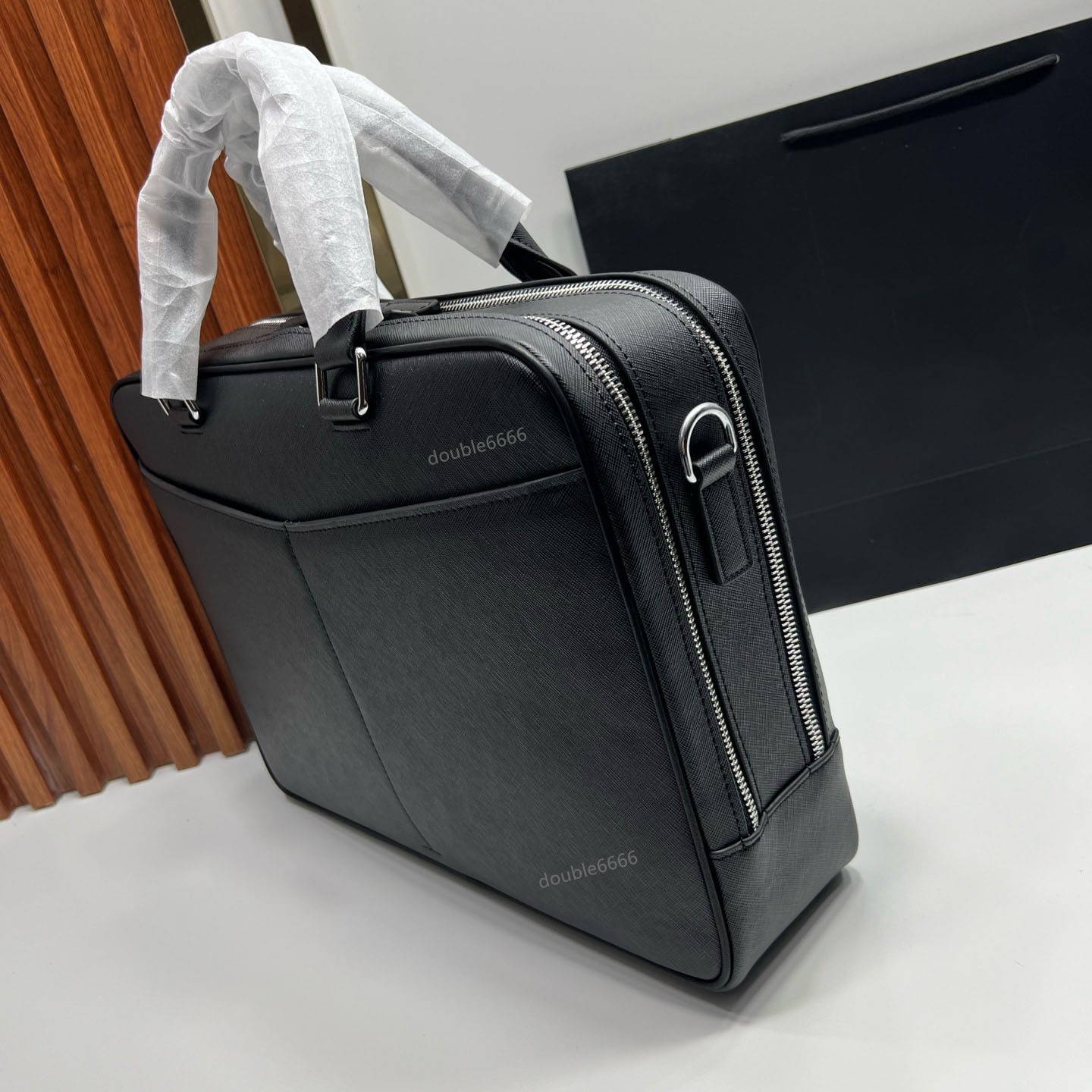 Business Men's Genuine Leather Briefcase Designer double zipper cowhide Large Capacity Shoulder Bag Travel bag Wallet Handbags laptop bag Messe
