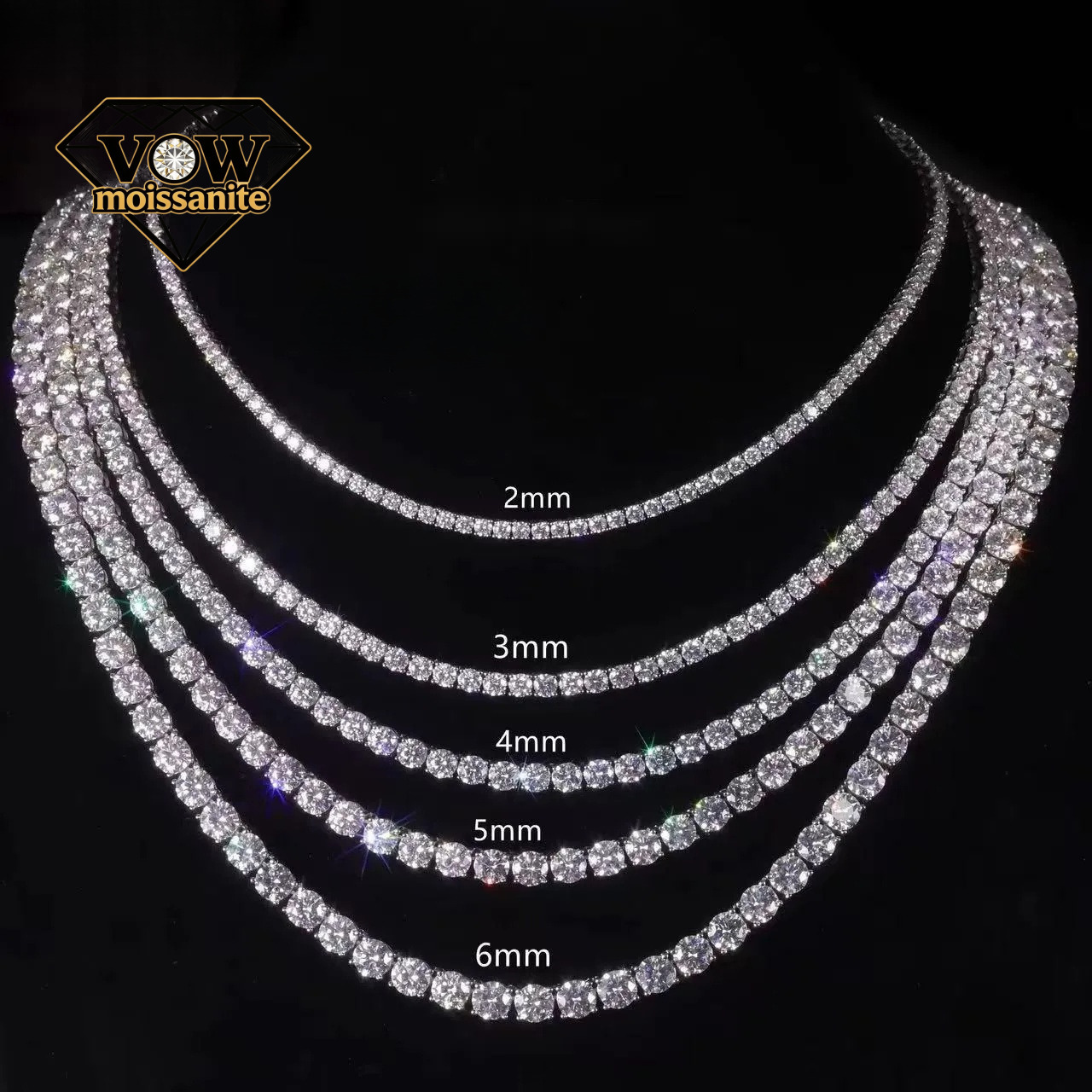 Pass Diamond Tester with GRA 925 Silver Ice Out Necklace Vvs D Color Moissanite Tennis Chain for Men