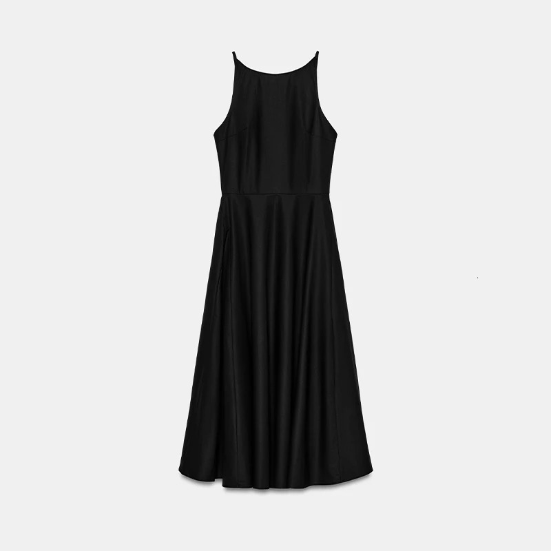 Chic Elegant Black Midi Dress Sleeveless Aline Classic Womens Dresses Timeless Summer Casual Office Trendy Outfit 260721banjia