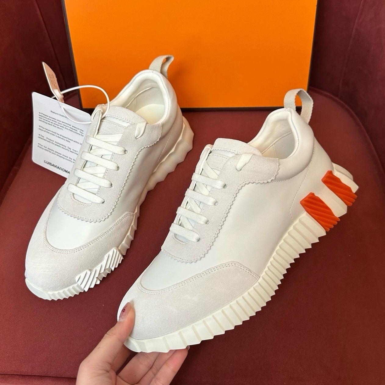 19A Full Handmade Genuine Leather Designer shoe White Colorful Fashionable Casual Sports Shoes Men's and Women's Breathable Thick Sole Str