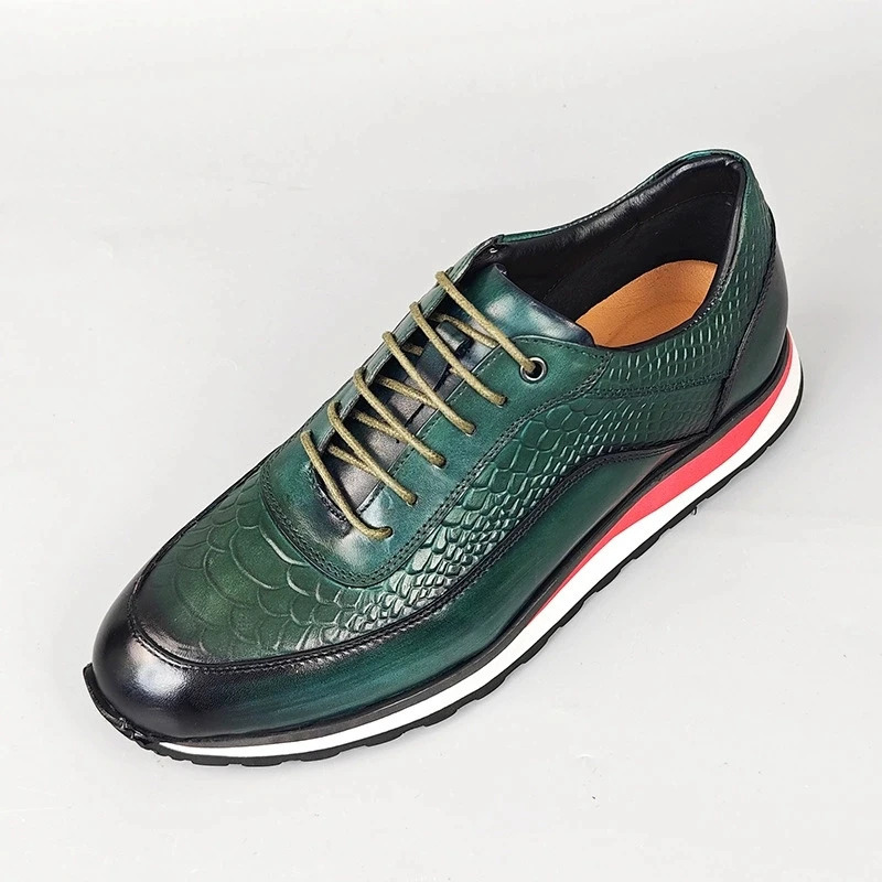 y Business Casual Genuine Natural Cowhide Leather Mens Oxford Sneakers Spring Autumn Crocodile Pattern Anti-slip Footwear 260724