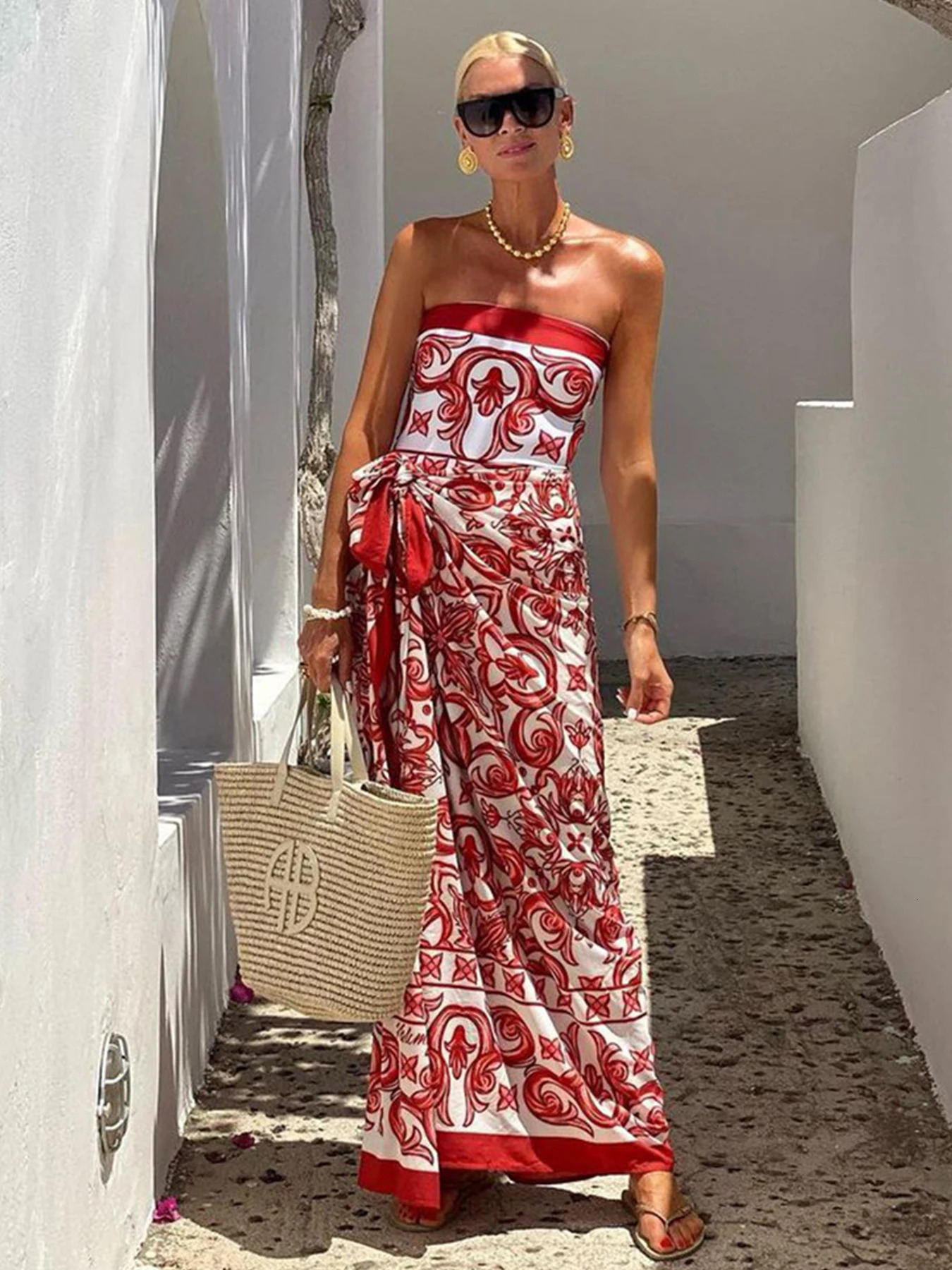 2026 Ethnic Style Printed One Piece Swimsuit For Women Swimwear And Beach Sarong High Waist Bathing Suit Beachwear Monokini 260724BJ