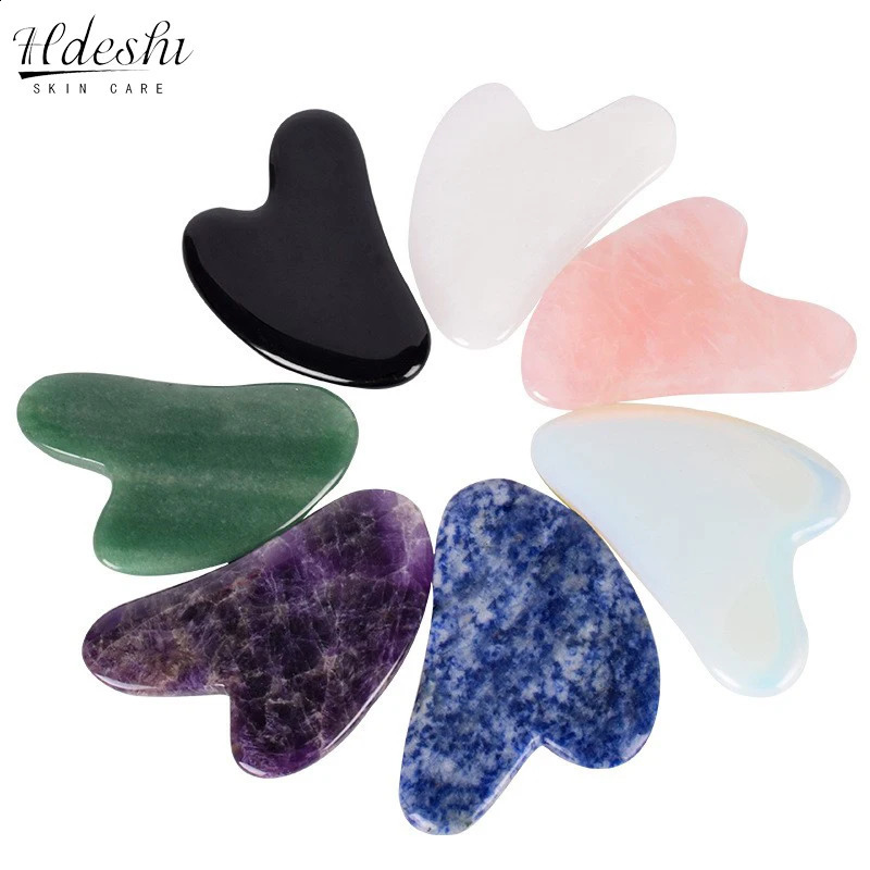 Natural Jade Gua Sha Scraper Massager Tool Rose Quartz Guasha Massage Board Face Lift Slim Gouache Scraper Scraping Plate 260722