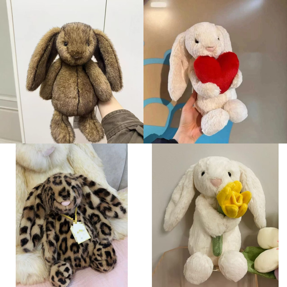 2026 Trend Floppy Ear Bunny Plush Toy Soft Long Ear Rabbit Stuffed Doll Multi Color Leopard Print Floral Lining Kids Comfort Toy Home Decor Gift 77