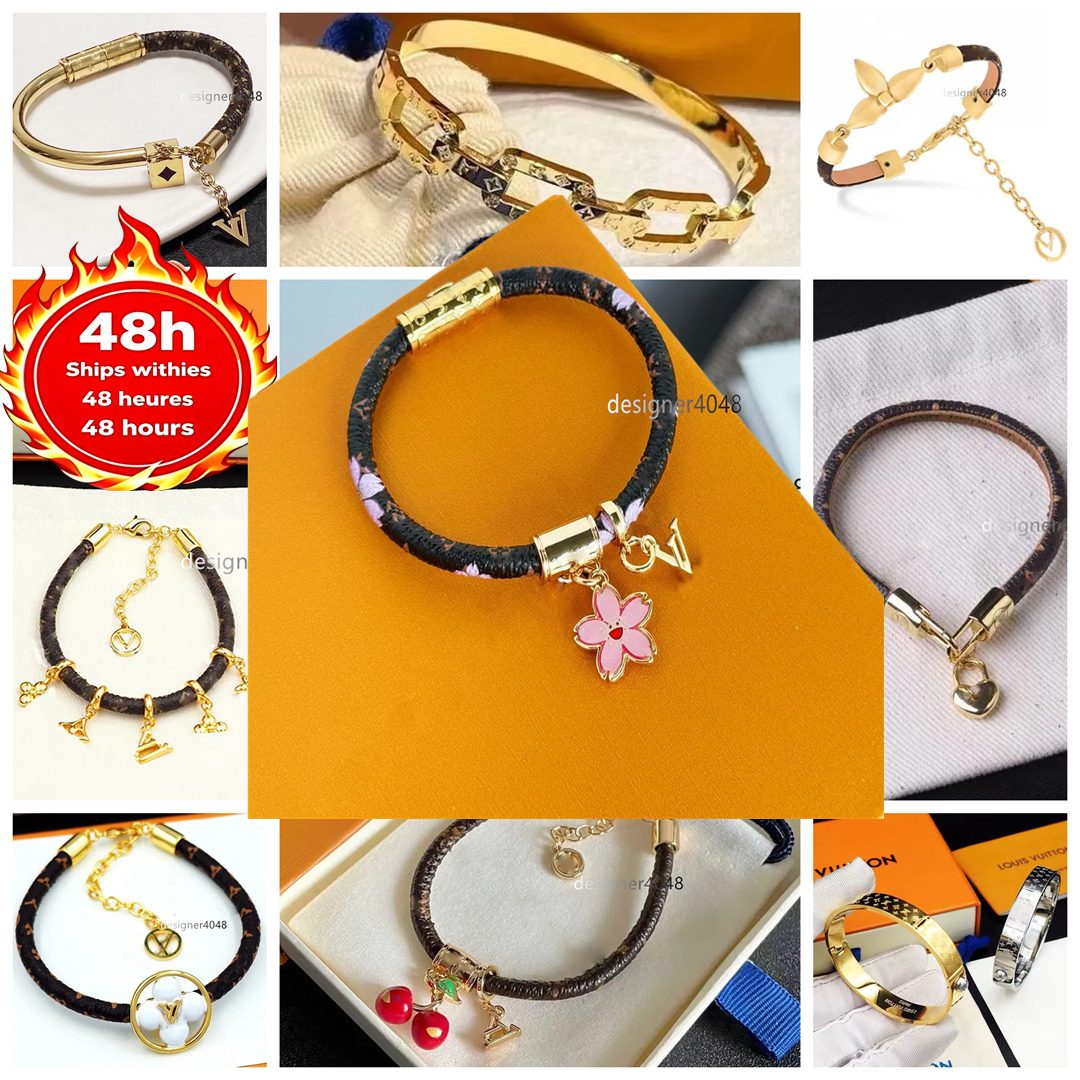Designer bracelet luxury brand bracelet leather belt bracelet monogram unique design key lock stainless steel bracelet retro jewelry gift box unisex
