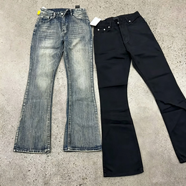 balincegaly jeans for men lost jeans pants Light Blue Washed Straight Jeans Men Red Square Logo Vertical Letter Print Denim Pants Hip Hop Streetwear