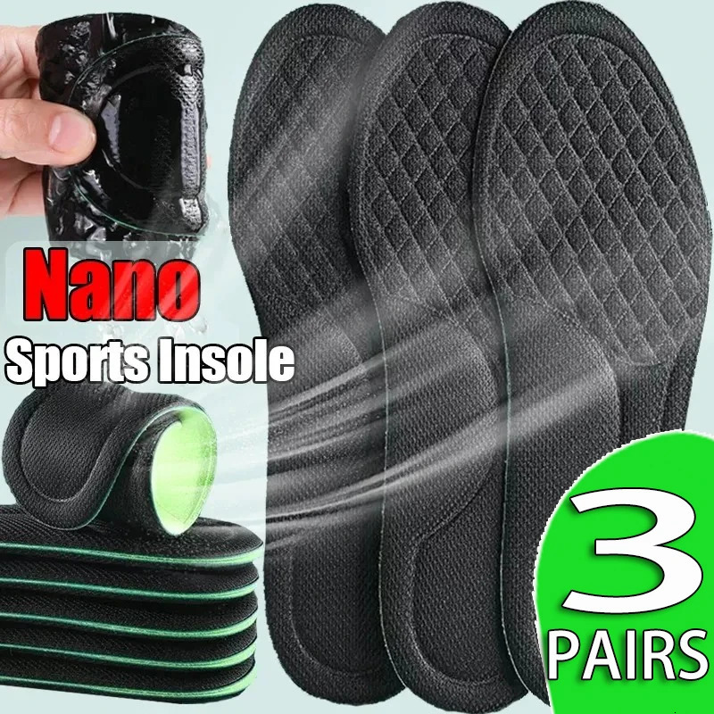 1-3Pairs Memory Foam Insoles for Shoes Men Women Deodorant Absorb-Sweat Massage Sport Insole Feet Orthopedic Shoe Sole Running 260724BJ