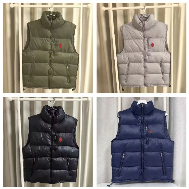 Designer Men Women Zipper Polo Down Vest Knitted Fabric Embroidered Detail Warm Lightweight Sleeveless Outerwear Perfect Cold Weather Matching