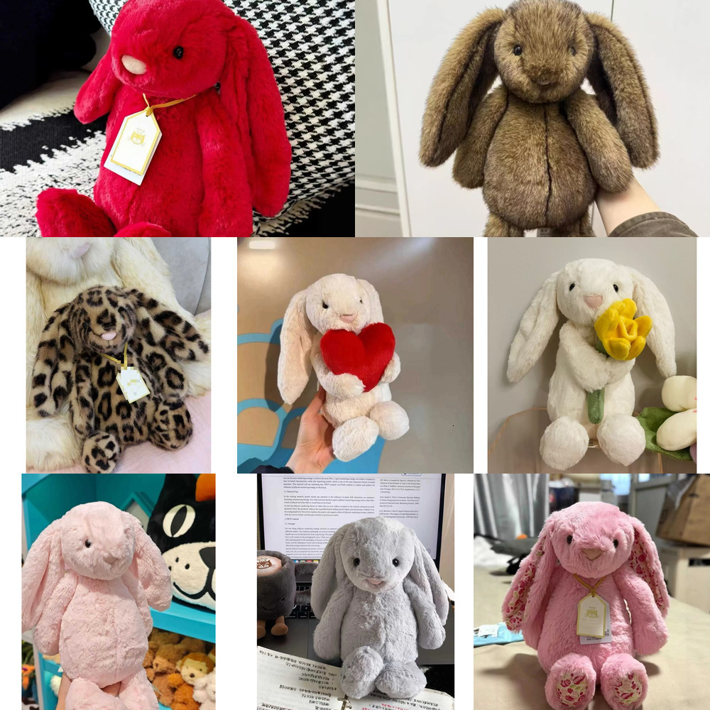 2026 Trend Floppy Ear Bunny Plush Toy Soft Long Ear Rabbit Stuffed Doll Multi Color Leopard Print Floral Lining Kids Comfort Toy Home Decor Gift