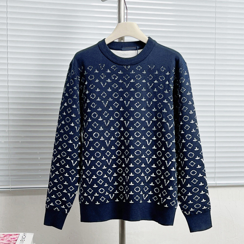 Designer brand high-quality men's clothing with full canvas jacquard pattern knitted sweater for daily wear woolen Q260915