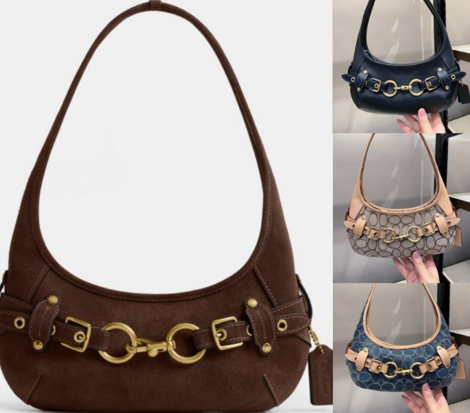 Luxury Shoulder High Quality BELTED ERGO 26 Half Moon Saddle Bag Crossbody Bags Designer Handbag Womens Leather Underarm Cross Body Originals CEN 81