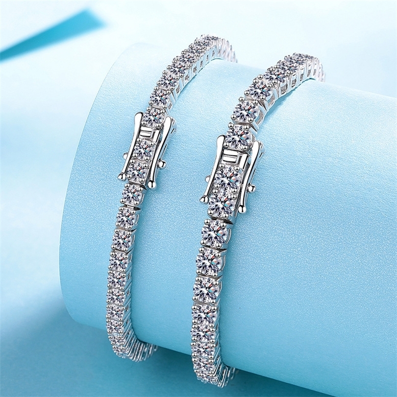37mm 925 Sterling Silver Bracelet 3mm D VVS1 Diamond with GRA for Women Sparkling Wedding Party Fine Jewelry 260721