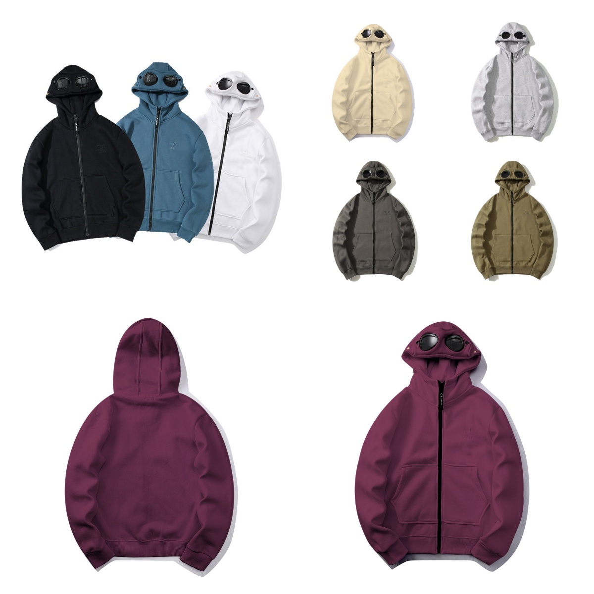 Designer Embroidery Letter Logo Lenses Full Zip Up Hoodies Thicken Fleece Winter Adult Men Youth Juniors Boys Active Sweatshirt Hooded Jacket Casual