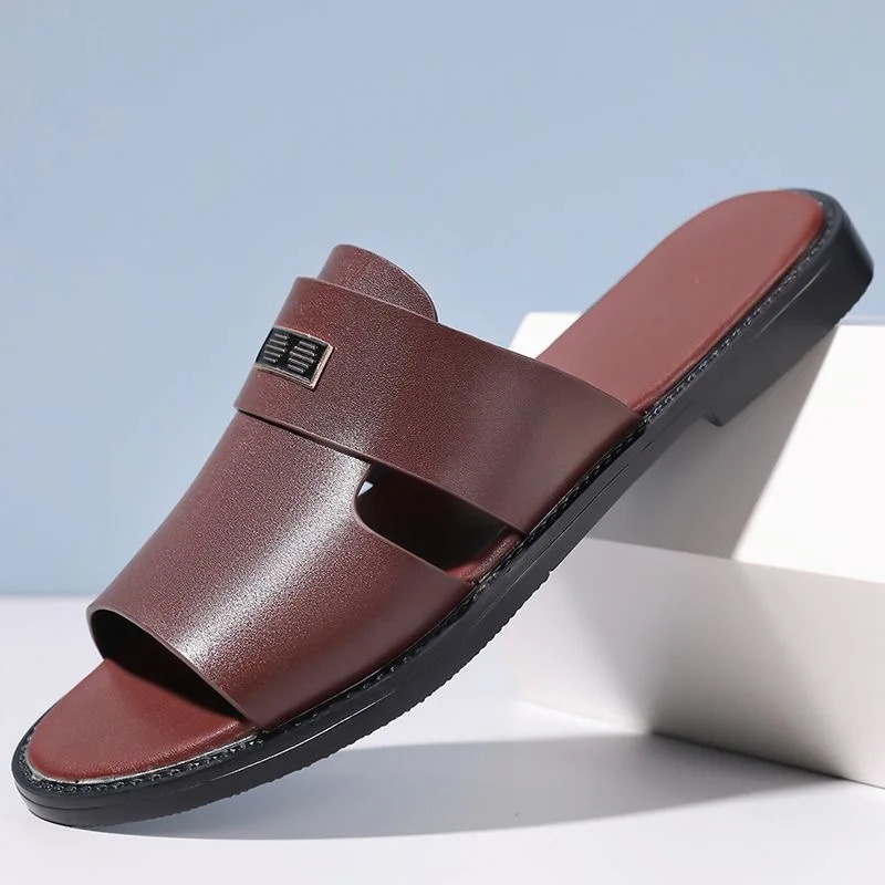 2026 Summer Fashion Trend Light Driving Two-Purpose Open-Toe Slip-On Casual Leather Mens Outdoor Sandals Comfy Walking Shoe 260724BJ