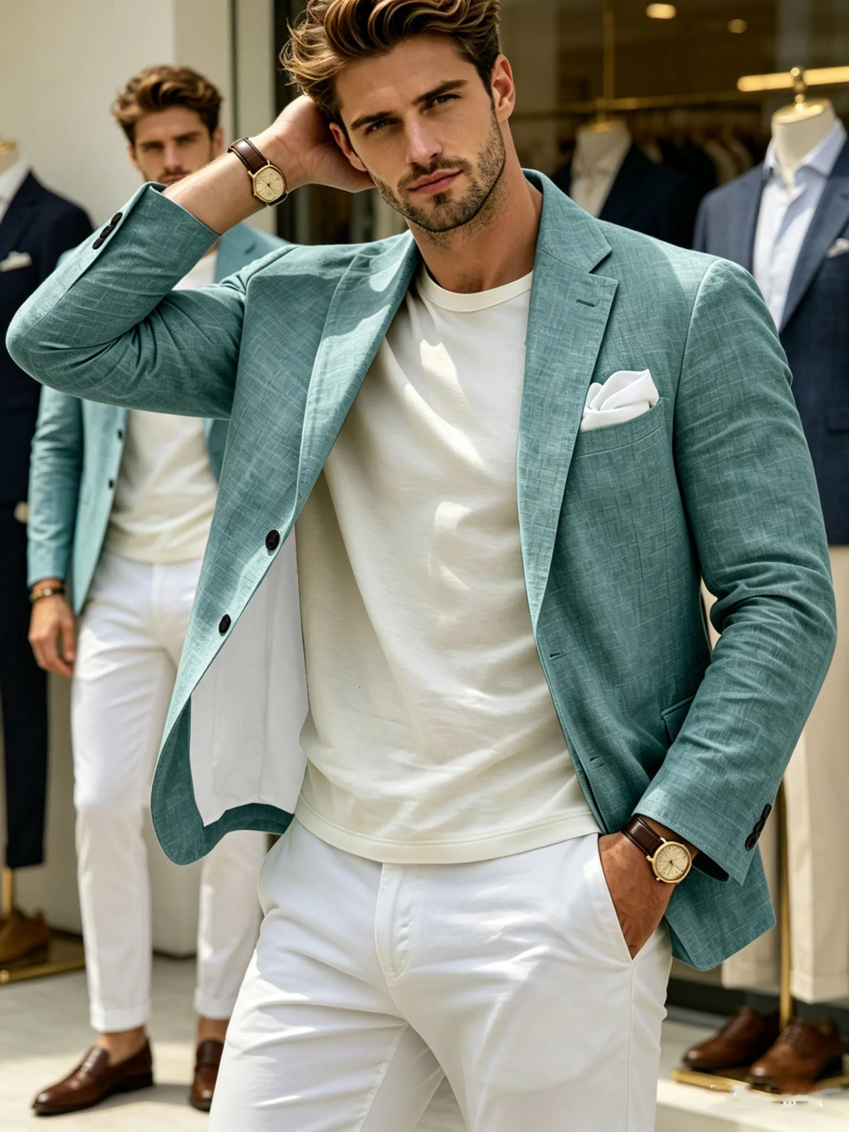 Mens Cotton Linen Blend Blazer Tailored Slim Fit Solid Color Lapel Breathable Lightweight Jacket For Wedding Banquet Work Daily 260721banjia