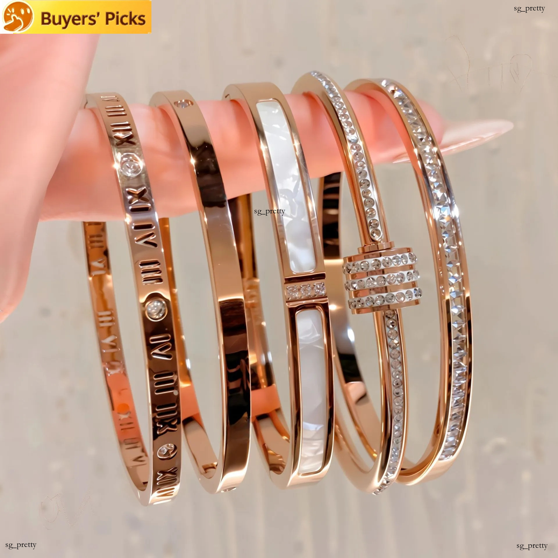 bracelet luxury jewelry Bangle Gold Plated Bracelet Stack Non Tarnish Dainty Women's diameter 6cm wide Bracelets Trendy jewlery designer for