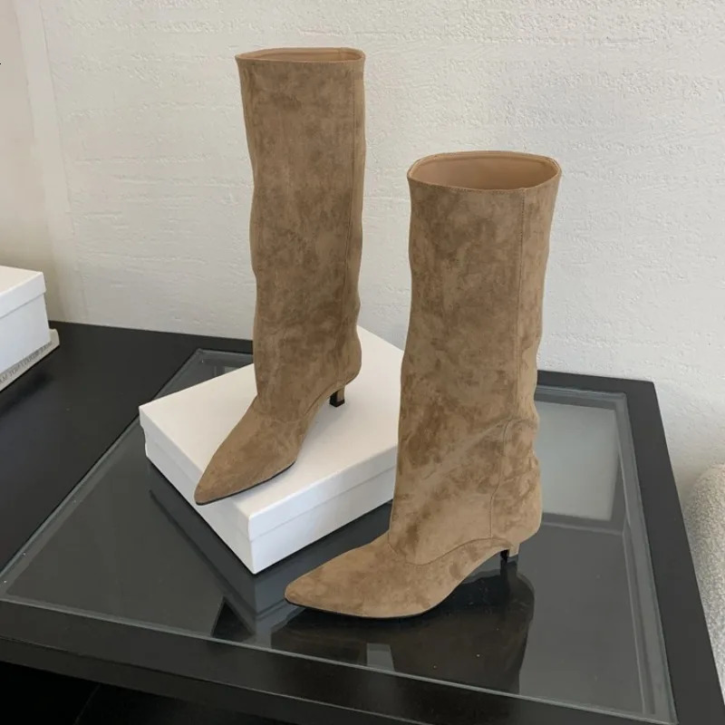 2026 Trend ner Retro Stilettos Womens Modern Boots Autumn and Winter Pointed Over-the-knee Slim Shoes Zapatos De Mujer 260724
