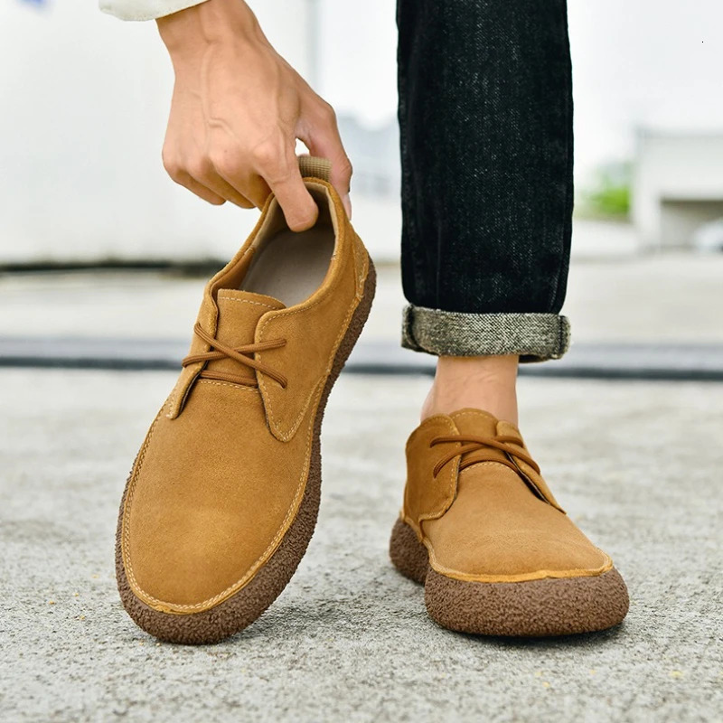Mens Shoes Autumn Frosted Leather Casual Shoes Lace-up Men Light Comfortable Driving Flats Sneakers Men Outdoor Oxfords Shoe 260724