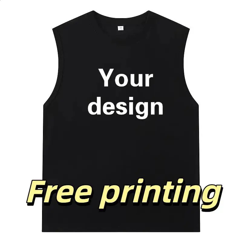 Cotton Mens Sleeveless Shirt Customized Personalized Printing Name Gym Training Clothes DIY Vest 260723BJ