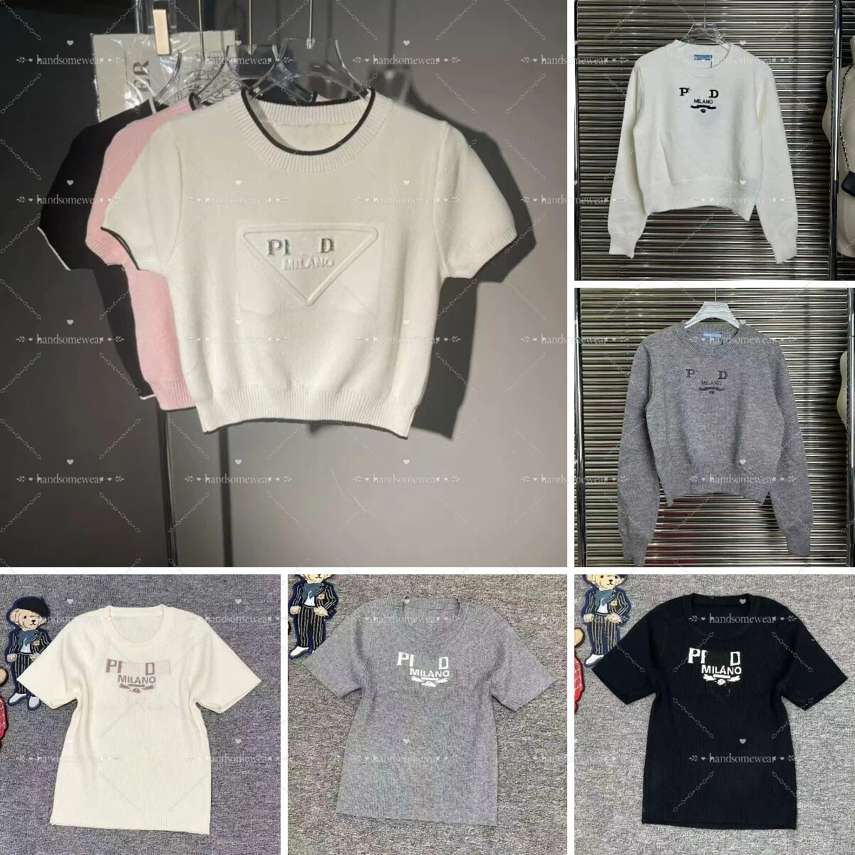 Women Color Blocking Knit T Shirt Summer Loose Short Sleeve Embroidered Patchwork Casual Tee Designer Simple Fashion Daily Tops For Lady