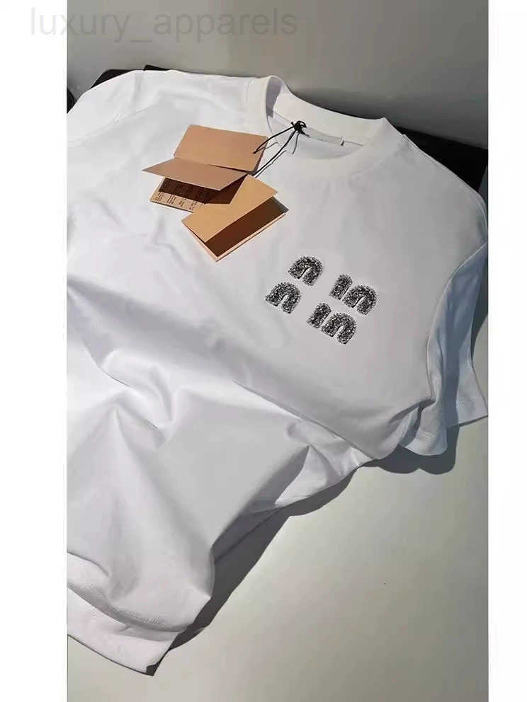 Femme Fashion T-Shirt Diamonds Letter White Short Sleeve T-Shirts Summer Casual Loose Top Tee Women Clothing Simplicity Shirt