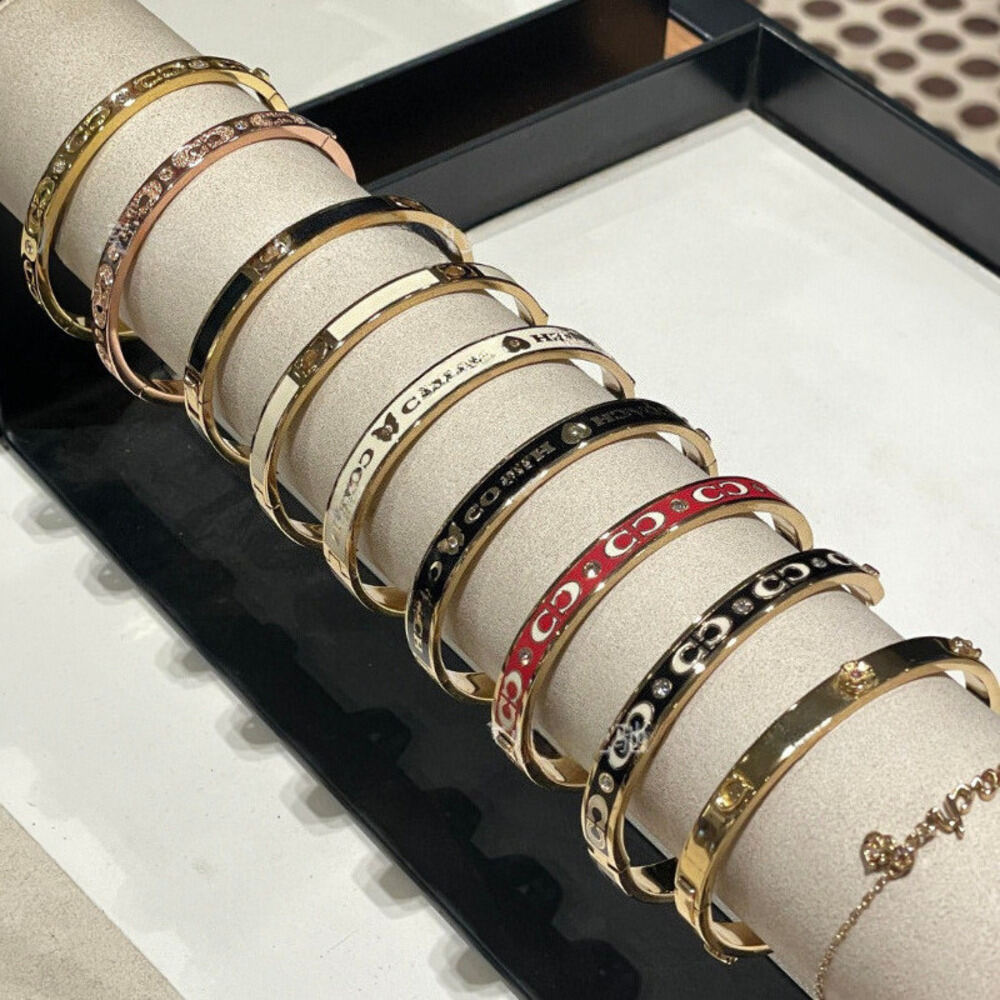 Enamel bangle gold plated Luxury letter women classic letters designer lover couple bangles bracelets jewelry designer white black enamel cuff bangl