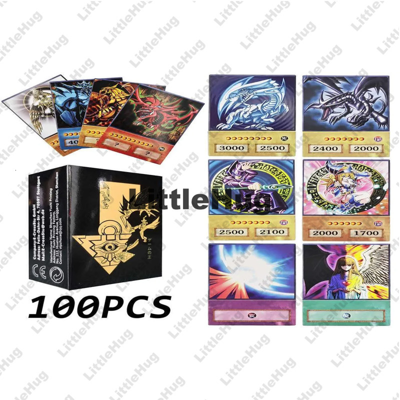100Pcs Yugioh Anime Style Cards Blue Eyes Dark Magician Exodia Obelisk Slifer Ra Yugioh DM Classic Proxy DIY Card Kids LXY91 Gift X092