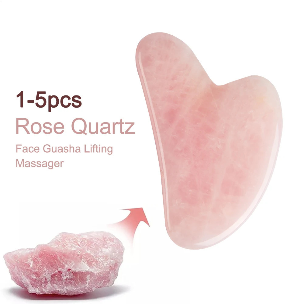 Rose Quartz Gua Sha For Face Massager Skin scraping GuaSha Natural Jade Massage for Face Gouache Scraper Remover 260722