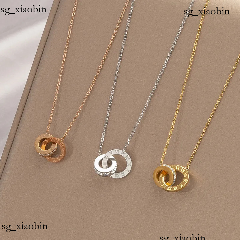 Brand Designer Jewelry Steel Non Fading Roman Letter Necklace For Women Light Luxury Niche Design High End Interlocking Zircon Clavicle Chain