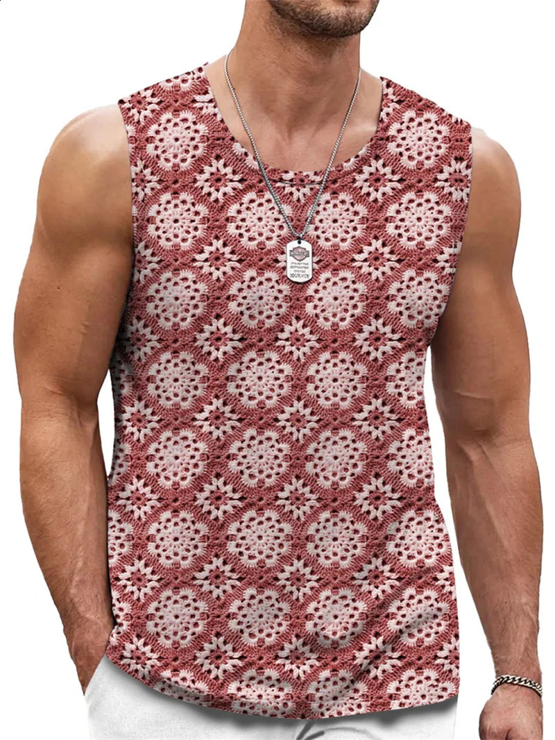 Mens Retro Floral 3D Printed Tank Top Summer Casual Streetwear Crew Neck Sleeveless Vest Trend Oversized Breathable Tees Tops 260723BJ