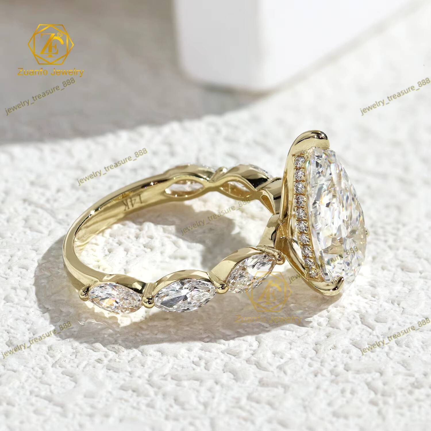 IGI Certified 5CT D VS1 Cvd Lab Grown Created Diamond 14K 18K Solid Gold Rings Pear Engagement Ring Jewelry for Women