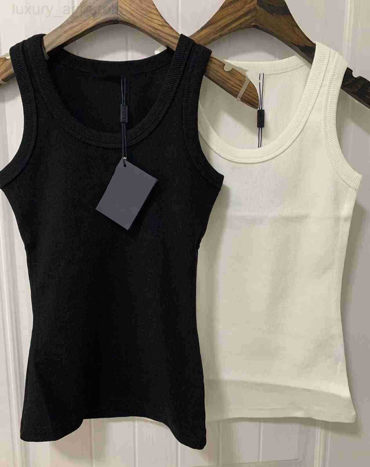 Designer Womens Tank Tops T Shirts Summer Knits Tees Crop Top Embroidery Sexy Off Black Casual Sleeveless Backless Cotton-blend Shorts Solid Vest Ca