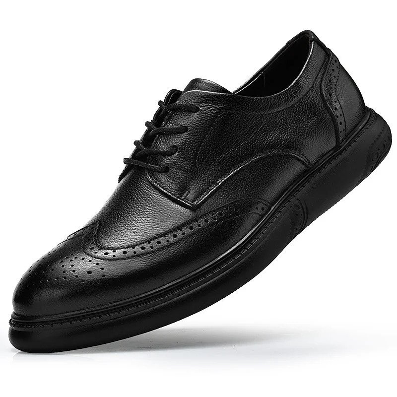 Big Size Mens Formal Genuine Leather Dress Shoes British Stylish Business Dress Men Flats High Quality Brogues Oxford Shoes Men 260724