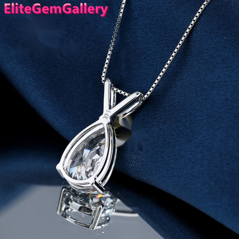 IGI Lab Diamond Solitaire Pendant 14k 18k Solid Gold Pear Cut D Color CVD 1-5ct Lab Grown Diamond Pendant Necklaces for Women