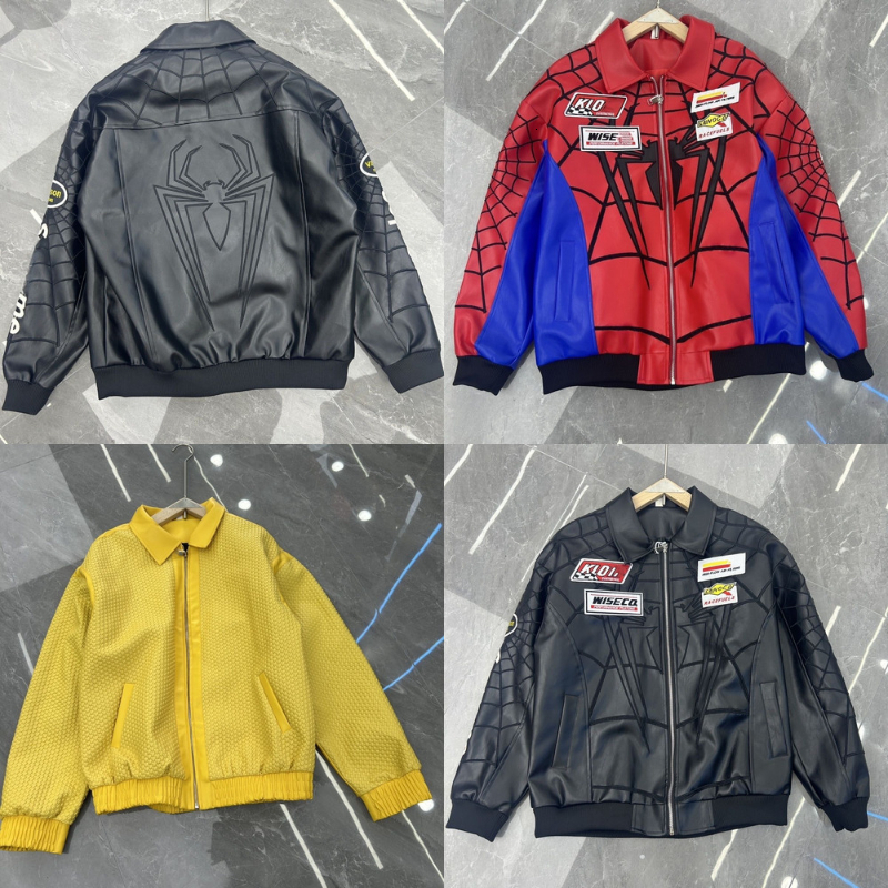 cappotto da locomotiva con cerniera uomo pu Giacche nere designer di giacche a ragnatela Cerniera Moto Capispalla per autocoltivazione Pelle PU