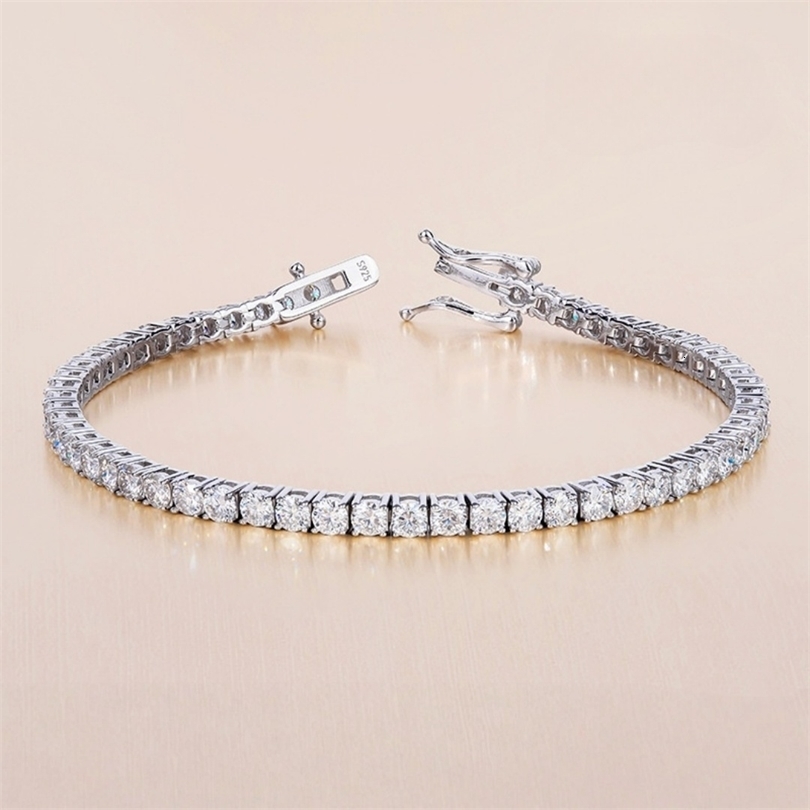 D VVS1 Tennis Bracelets 925 Sterling Silver for Women Exquisite Wedding Jewelry Pass diamond test Fashion Gift 260721