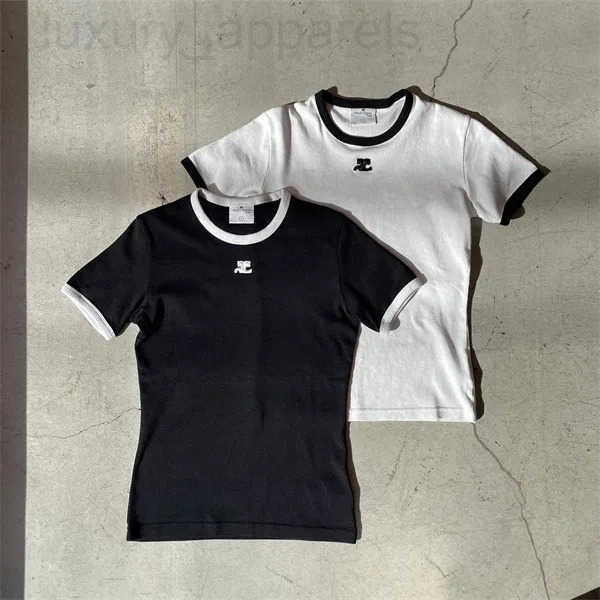 Courr designer clothes women beach wear T Shirts Classic Embroidered Crew Neck Slim Basic summer clothes women dress top