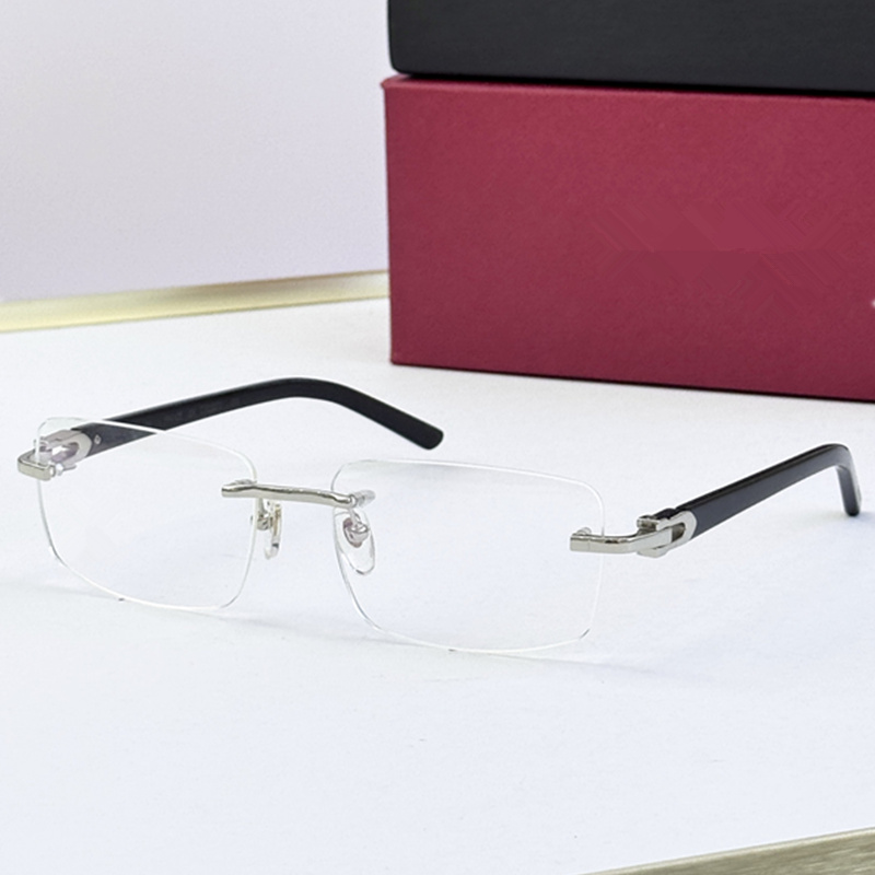 Luxury Rimless Men Optical Glasses Frame Pure-Titanium Gold Silver Black Temple Clear Lens Fashion Business Eyeglasses Z78 for Prescription Eyewear