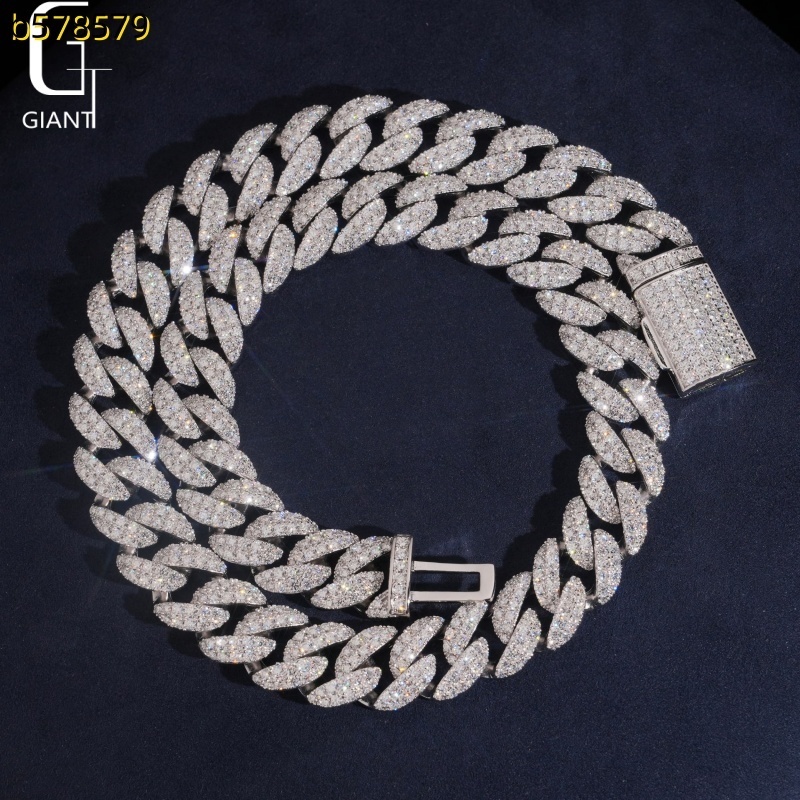 New Arrival 20MM 925 Silver Moissanite Diamond Necklace Big Heavy HipHop Style Jewelry Iced Out Moissanite Cuban Link Chain GRA