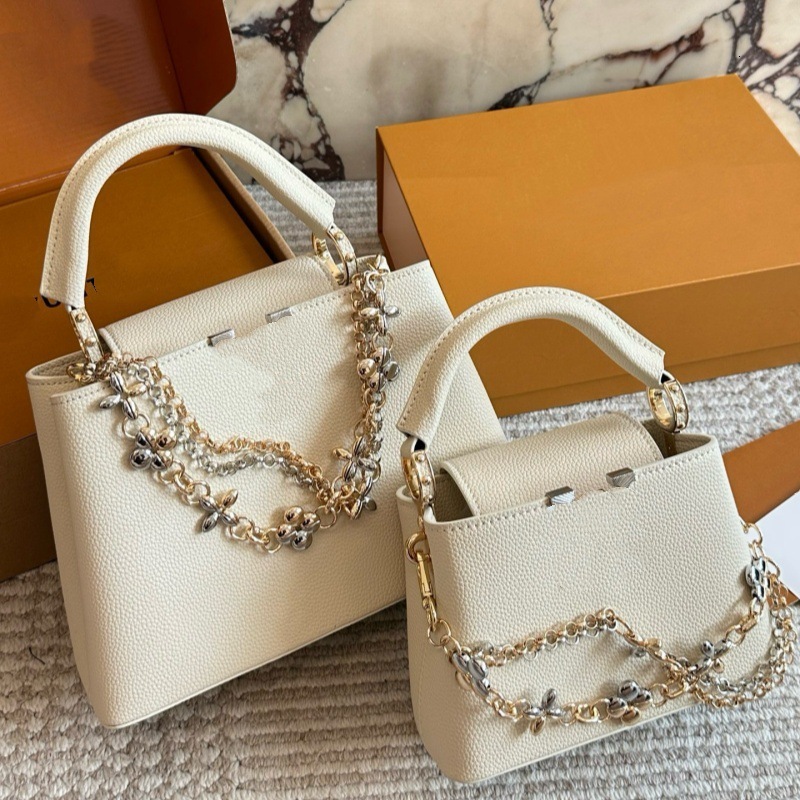 Lujia new model ladies handbag cap high-end chain lady bag, fashionable genuine leather handbag, shoulder and crossbody designer bag bucket bag for
