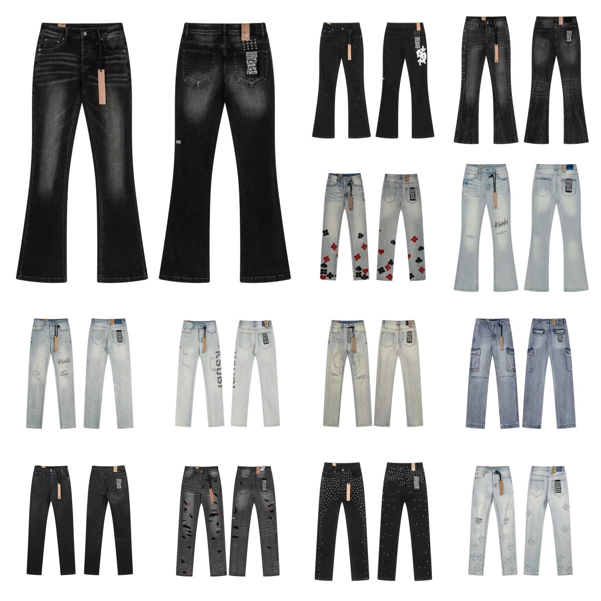 ksubi jeans mens designer jeans designer pants jorts skinny pants denim y2k style jean jorts original version Straight blue Retro Sweatpants Joggers